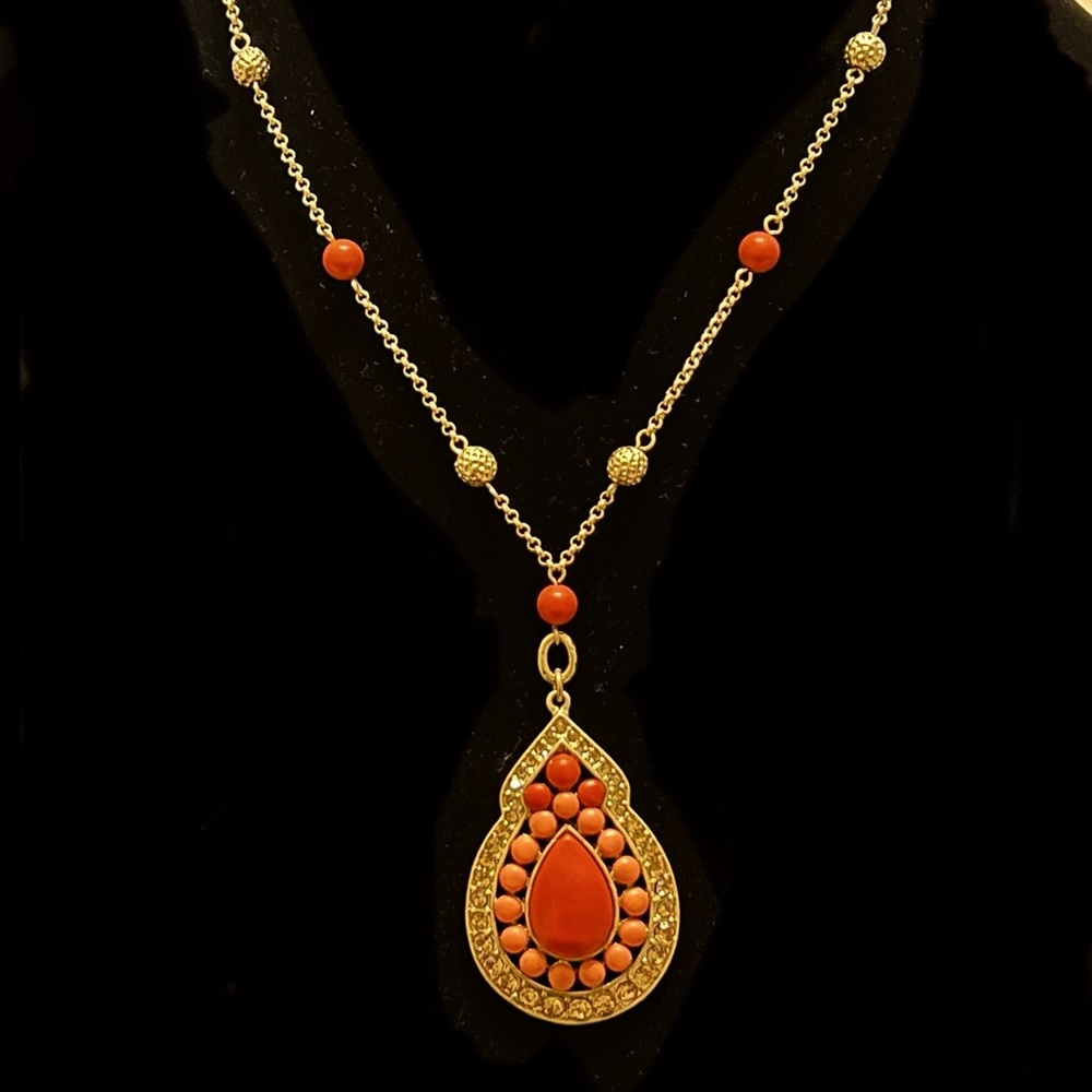 ABS Coral Pendant on Gold Chain NWOT